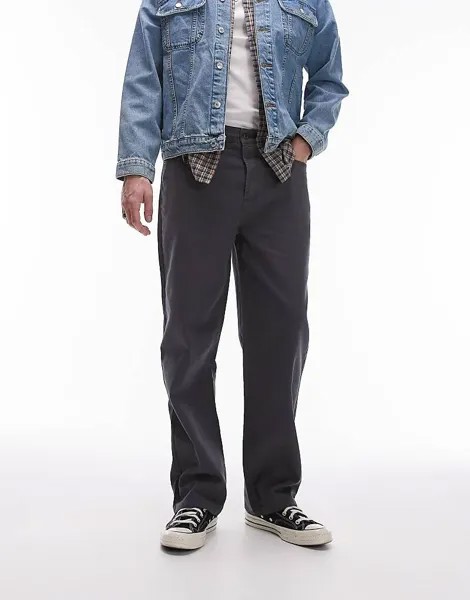 Topman Графитовые свободные брюки из парусины