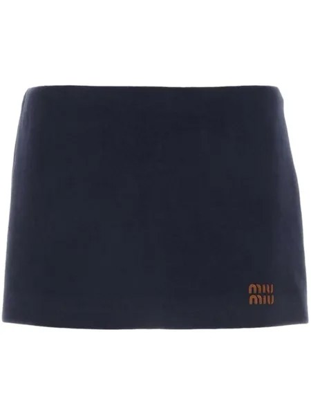 Miu Miu мини-юбка из хлопка с подкладкой, синий