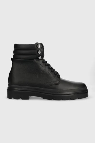 Кожаные трекинговые ботинки Combat Boot Mono Calvin Klein, черный