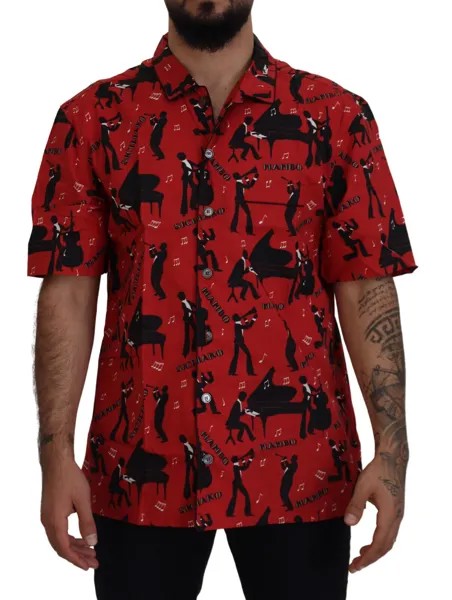 Рубашка DOLCE - GABBANA Красный Черный Джаз Хлопок Повседневная 43 / US17 / XL Рекомендуемая розничная цена 900 долларов США