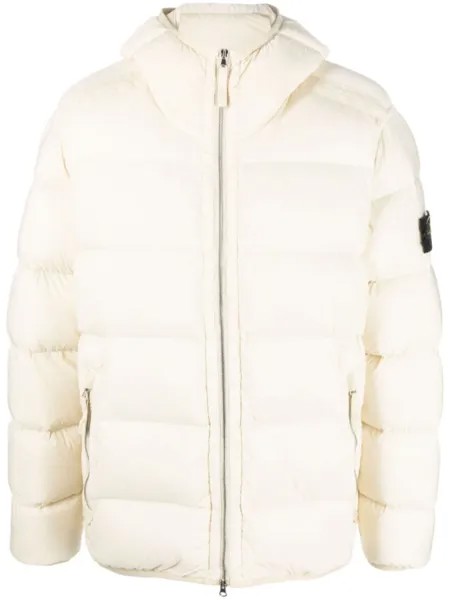 Stone Island пуховик с капюшоном, нейтральный цвет