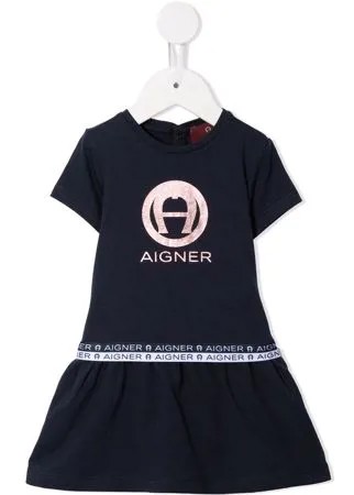 Aigner Kids платье мини А-силуэта с логотипом