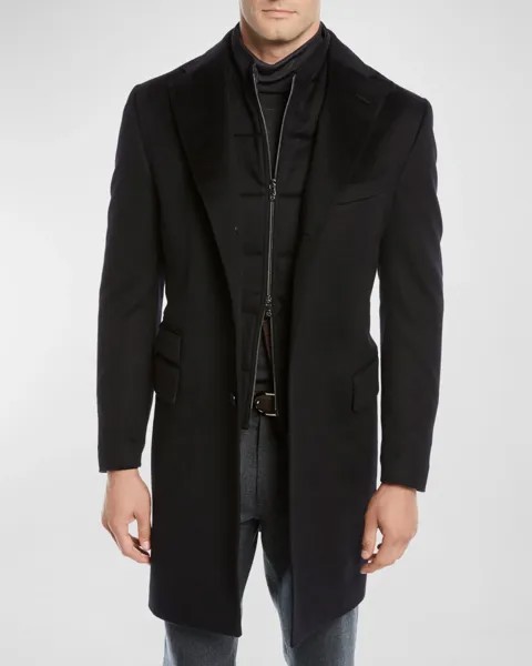 Мужское шерстяное верхнее пальто ID, черный Corneliani, цвет Black