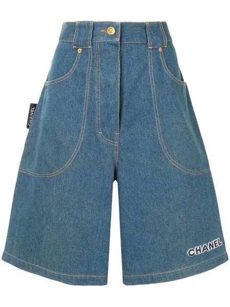 Chanel Pre-Owned джинсовые шорты широкого кроя