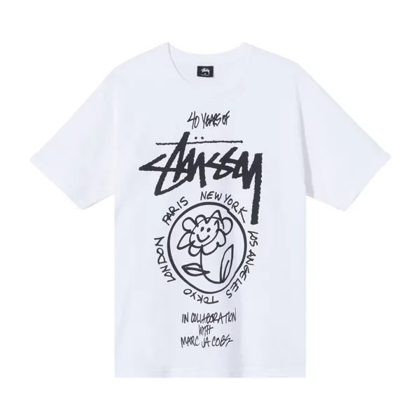 Футболка Stussy x Marc Jacobs World Tour Collection T-Shirt 'White', белый