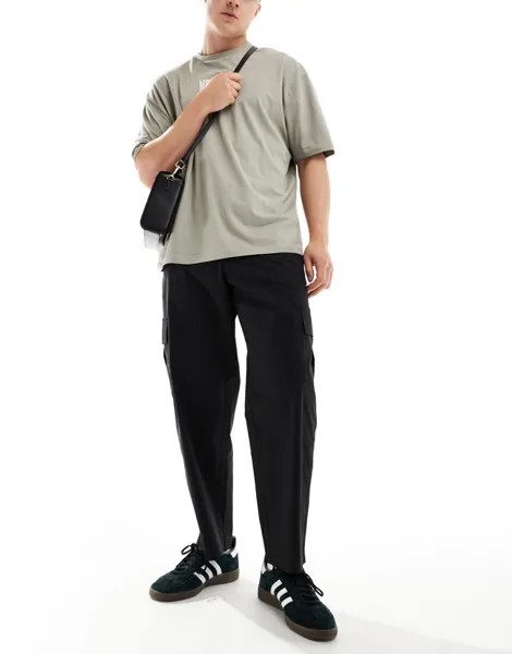 Selected Homme - Широкие брюки-карго черного цвета