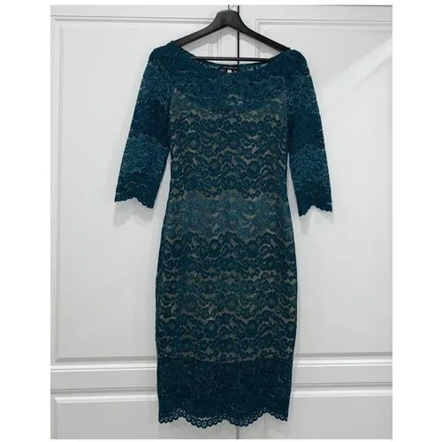 Платье-футляр прилегающее, миди, размер 36/38, зеленый