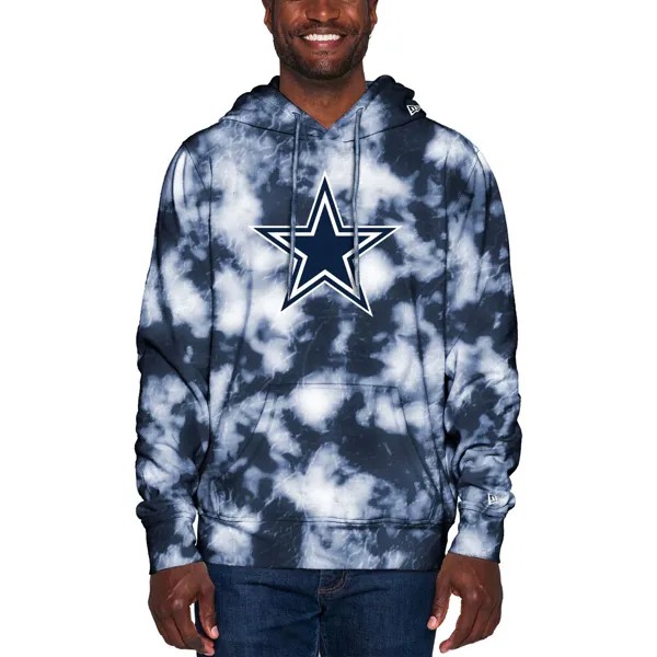 Мужской темно-синий пуловер с капюшоном Dallas Cowboys Team Tie Dye New Era