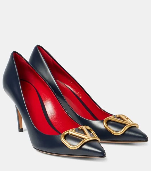 Туфли-лодочки из кожи VLogo Signature Valentino Garavani, цвет marine