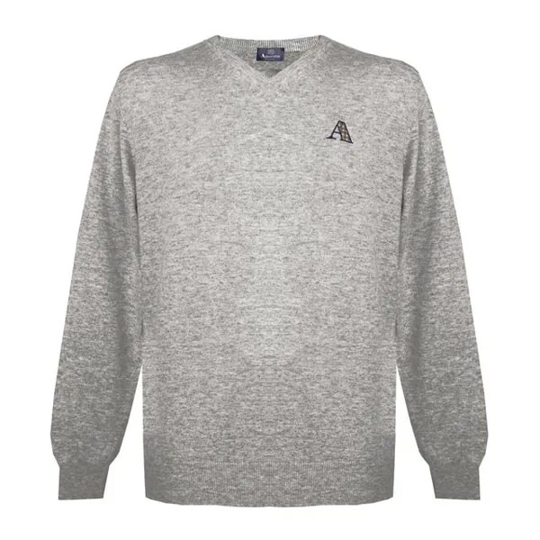 Серый свитер с v-образным вырезом и логотипом в клетку Aquascutum, бежевый