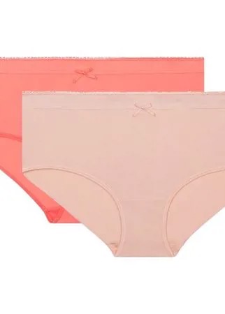 DIM Набор трусов шорты Les pockets microfibre, 2 шт., размер 36/38, телесно-розовый/коралловый