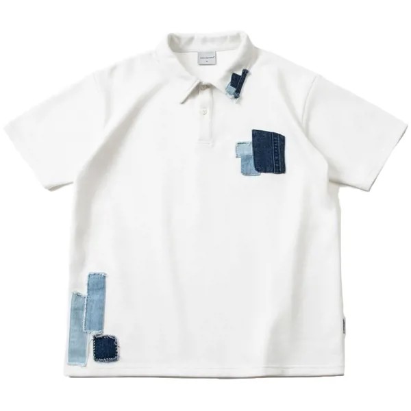 Летняя тяжелая ткань, свободная джинсовая рубашка с короткими рукавами, модная мужская хлопковая японская футболка