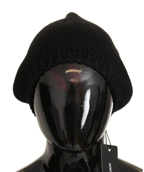 Шапка DOLCE - GABBANA, черная вязаная женская зимняя шапка из натуральной шерсти, один размер