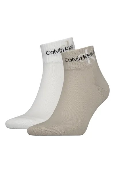 Короткие носки с логотипом - 2 пары Calvin Klein, белый