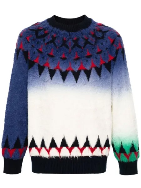 Sacai жаккардовый джемпер, синий