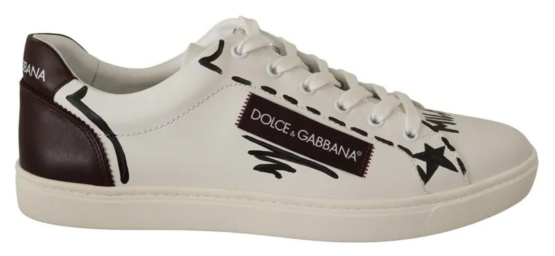 DOLCE - GABBANA Shoes Кроссовки Белые Бордо Кожаные Мужские Низкие Кеды EU39.5/US6.5