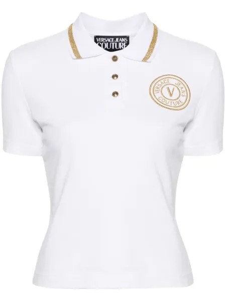 Versace Jeans Couture рубашка поло с вышитым логотипом, белый