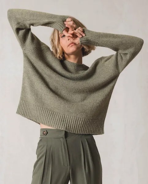 Женский свитер меланжевой вязки с длинными рукавами Indi & Cold