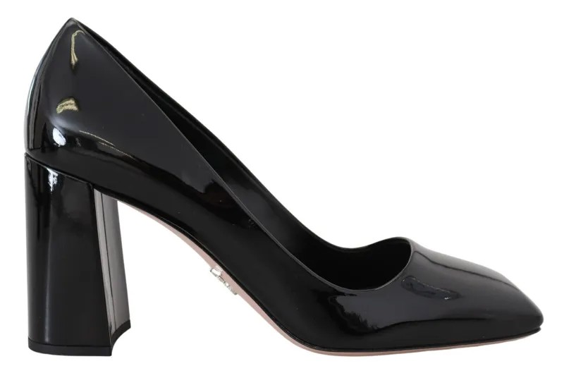 PRADA Shoes Черные туфли-лодочки из лакированной кожи на блочном каблуке, классические EU36,5 / US6 $1200usd