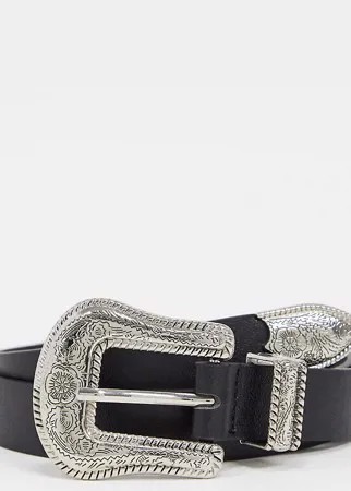 Черный ремень для джинсов с пряжкой в ковбойском стиле Glamorous-Черный цвет