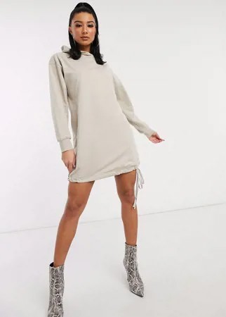 Бежевое трикотажное платье-худи ASOS DESIGN-Бежевый