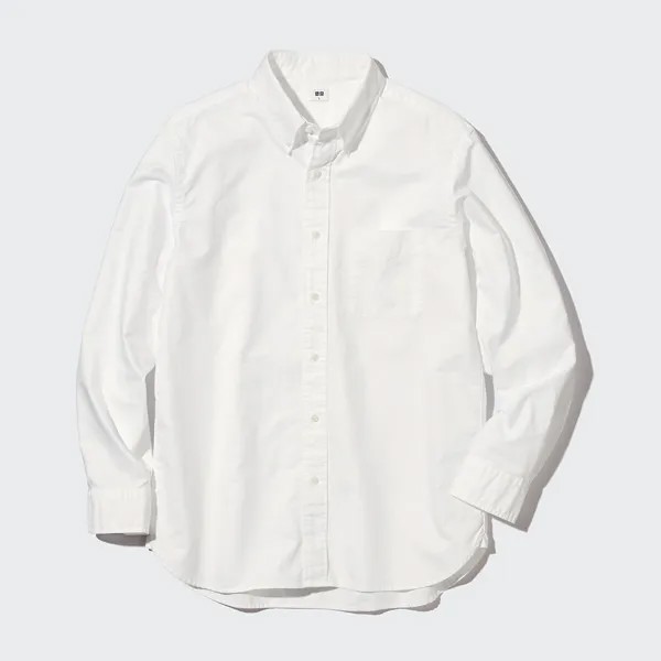 Мужская/женская рубашка Оксфорд Uniqlo (рубашка-пиджак с длинными рукавами)
