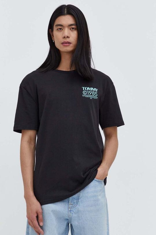 Хлопковая футболка Tommy Jeans, черный