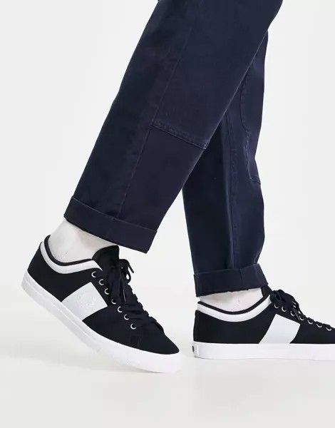 Темно-синие кроссовки из твила с окантовкой Fred Perry Underspin