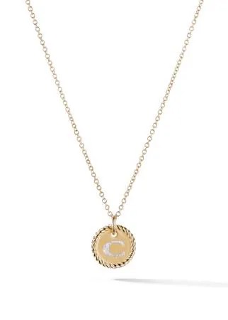 David Yurman 18kt yellow gold Cable Collectibles diamond C initial pendant necklace