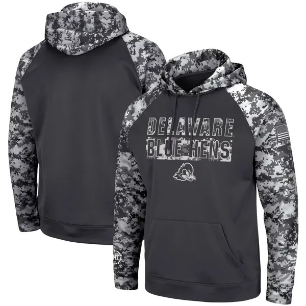 Мужской темно-серый пуловер с капюшоном Delaware Fightin' Blue Hens OHT Military Appreciation, цифровой камуфляж Colosseum