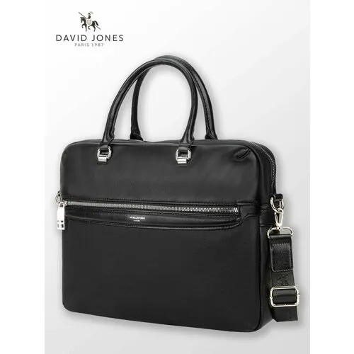 Портфель DAVID JONES, фактура гладкая, черный