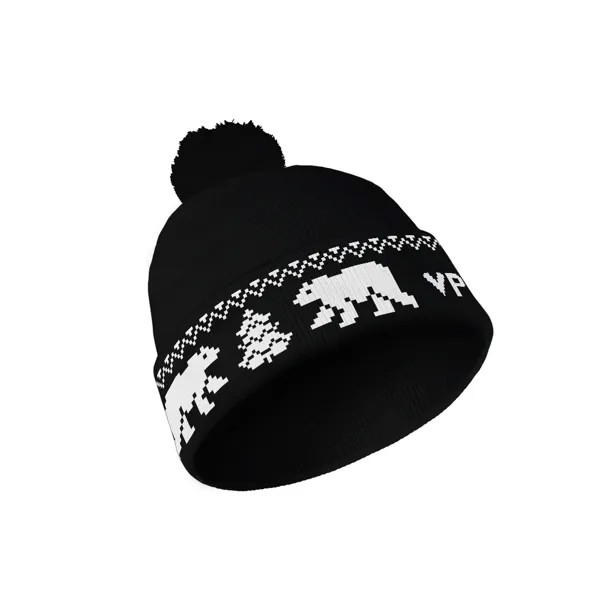 Шапка бини унисекс Virtus.pro FVPWINHATBK черная/белая, one size