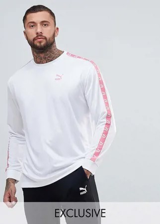 Белый лонгслив с полосой на рукавах Puma эксклюзивно на ASOS
