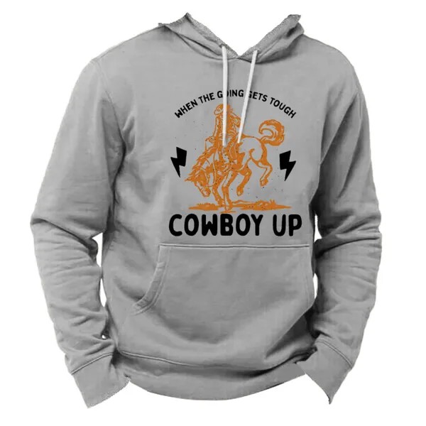 Мужская толстовка с капюшоном Vintage When The Going Gets Tough Cowboy Up Pocket Длинный рукав Плюс размер Цветные блоки Повседневные топы