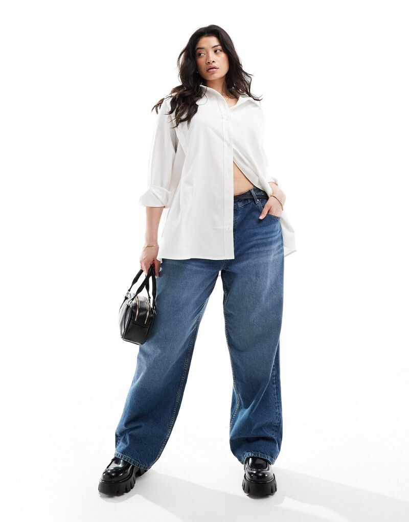 ASOS DESIGN Curve – синие свободные джинсы-бойфренды