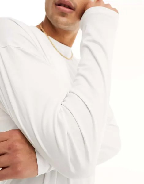 Белая однотонная футболка с длинными рукавами New Look