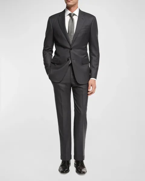 Мягкий базовый шерстяной костюм-двойка Giorgio Armani, цвет Gray