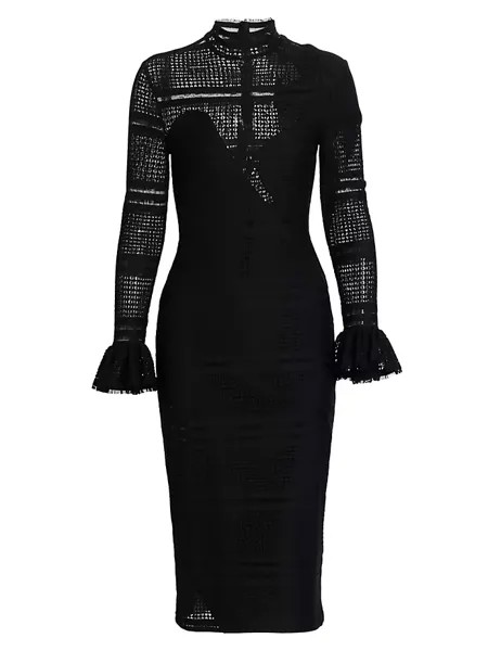 Облегающее платье миди со вставками Halpern, черный