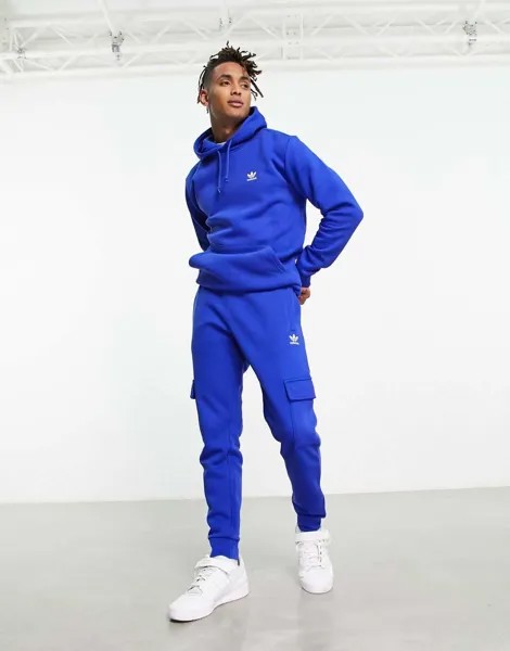 Синие джоггеры-карго с логотипом adidas Originals Trefoil Essentials