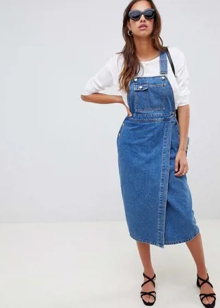 Синий джинсовый сарафан миди ASOS DESIGN