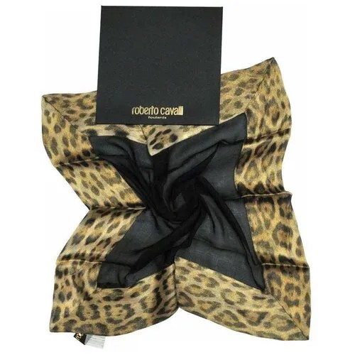 Черный платок с леопардовой каймой Roberto Cavalli 844293