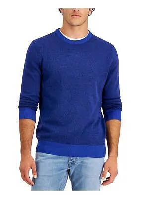 CLUBROOM Мужской синий пуловер с круглым вырезом классического кроя, свитер L