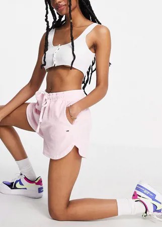 Пастельно-розовые велюровые шорты от комплекта Tommy Jeans-Розовый цвет