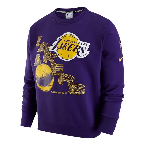 Толстовка Nike NBA Los Angeles Lakers Courtside Casual Sports Printing Fleece Long Sleeves Purple, фиолетовый