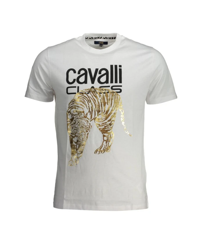 Футболка с круглым вырезом и логотипом Cavalli Class, белый