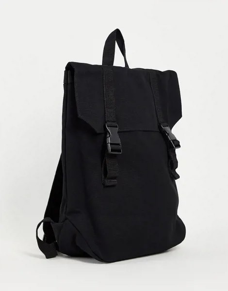 Черный рюкзак из плотной ткани с двойным ремешком ASOS DESIGN-Черный цвет