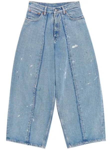 MM6 Maison Margiela джинсы с завышенной талией и эффектом потертости, синий