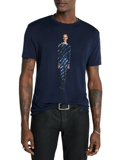 Футболка с рисунком Дэвида Боуи John Varvatos, цвет Blue