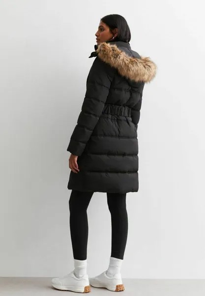 Зимнее пальто Belted New Look, черный