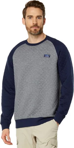 Толстовка Quilted Crew Neck Color-Block L.L.Bean, цвет Gray Heather/Classic Navy